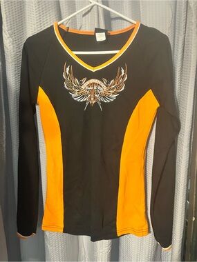 Black & Orange Long Sleeve Women's Easy Rider long length sleeve T Shirt